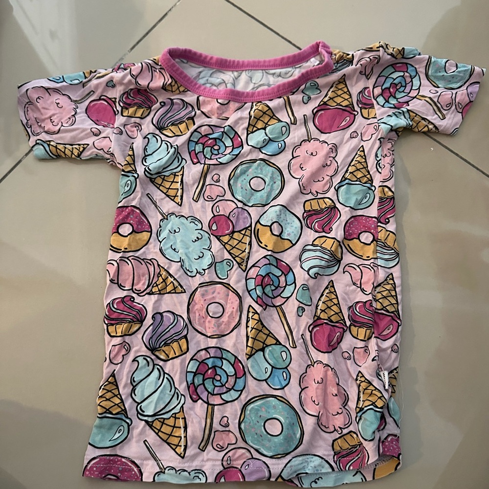 Little Sleepies Pastel Pink Sweets Print Short Sleeve Tee